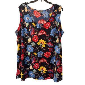 Jessica London Womens Floral Print Sleeveless Top Sz 20W Polyester tunic